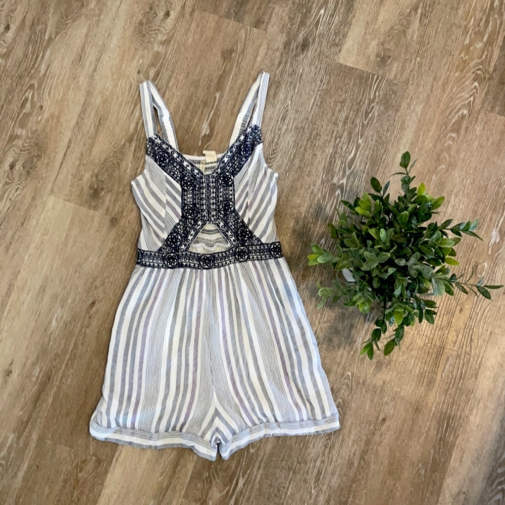 Striped Romper with open middle